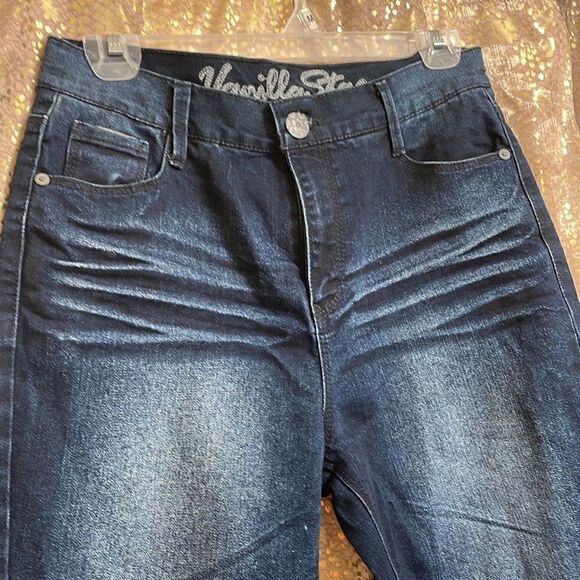 Vanilla Star dark washed/whiskered indigo skinny jeans, size 9 NWT - Picture 3 of 6